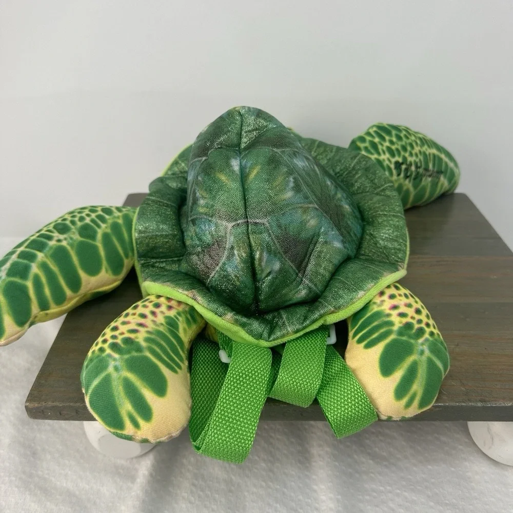 Sea Turtle Plush Kids Mini Backpack Zip Pouch Adjustable 